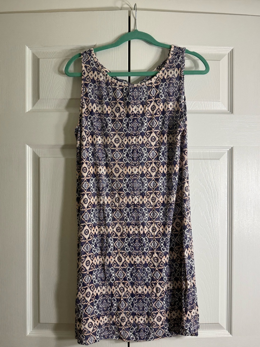 Market & Spruce Purple, Peach and Cream Ikat Strap Tank Dress